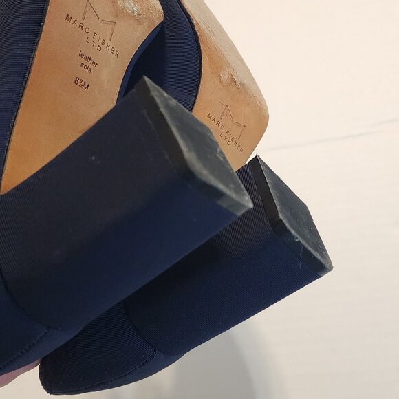 Mark Fisher LTD Pointed Pumps Block Heel Shoes 8.5 Women Blue fabric - Picture 10 of 10